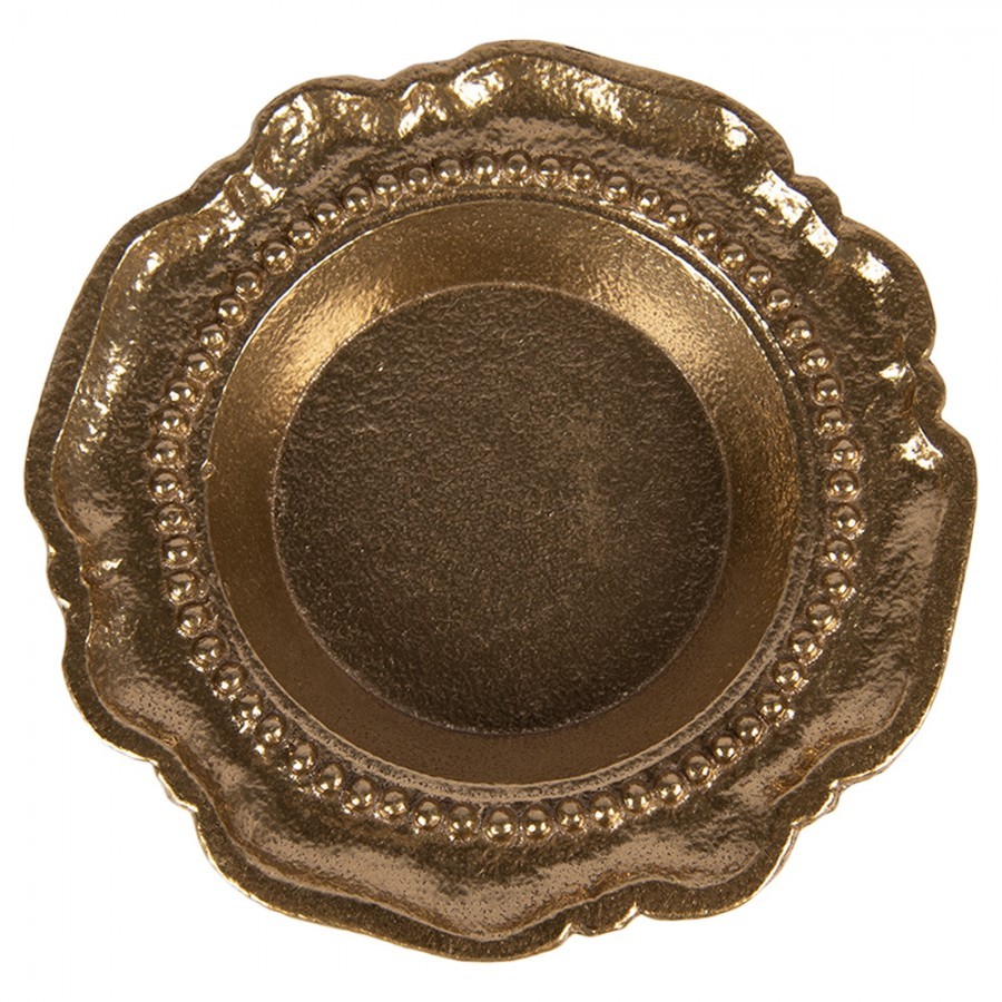Zlatá antik dekorační kulatá miska Raw Gold - Ø 12*2 cm
