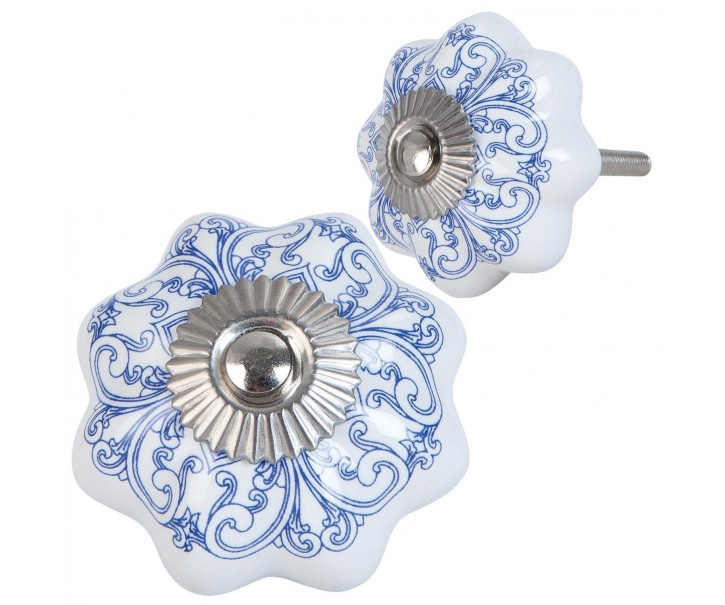 Keramická úchytka s ornamenty - Ø 4 cm Clayre & Eef