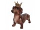 Hnědá dekorace jezevčík s korunkou Dachshund - 35*14*28 cm Clayre & Eef
