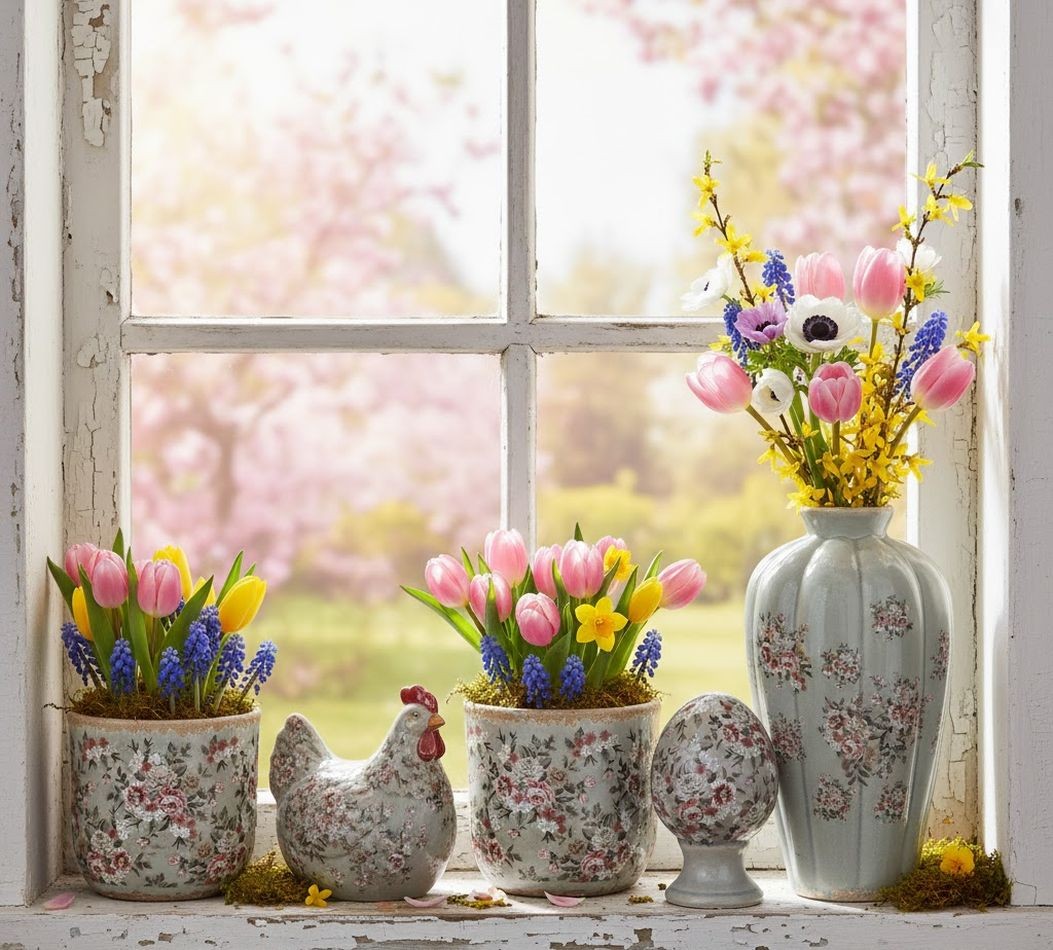 Zelené keramické vajíčko s květy Floria S - Ø 9*14 cm Clayre & Eef Zelené keramické vajíčko s květy Floria S - Ø 9*14 cm Clayre & Eef