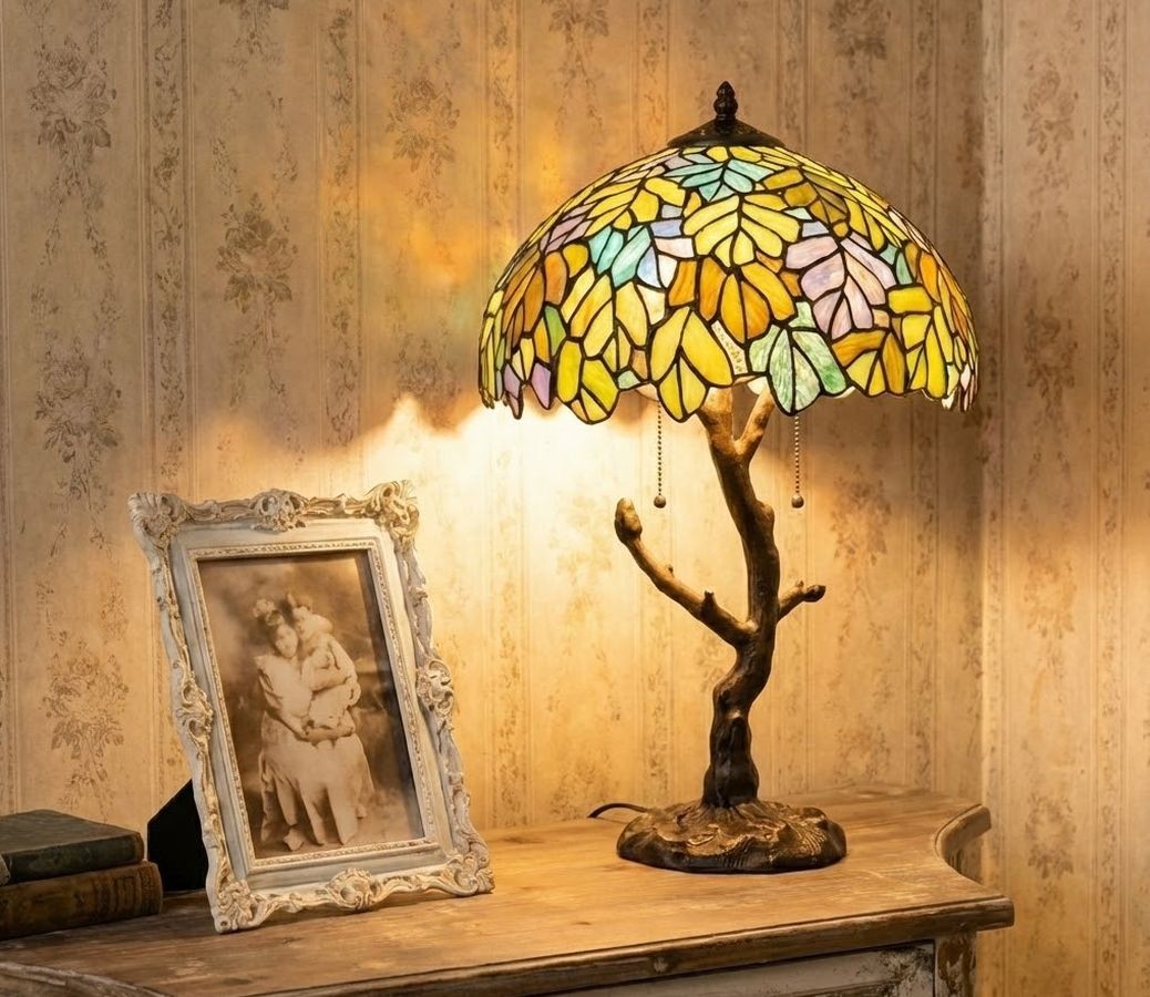 Zelená stolní lampa Tiffany Giallo - Ø 40*60 cm / E27/max 2*60W Clayre & Eef Zelená stolní lampa Tiffany Giallo - Ø 40*60 cm / E27/max 2*60W Clayre & Eef
