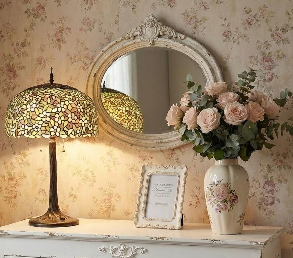 Barevná stolní lampa Tiffany Flower Garden - Ø 46*72cm Clayre & Eef Barevná stolní lampa Tiffany Flower Garden - Ø 46*72cm Clayre & Eef