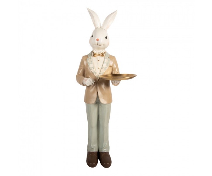 Dekorace králík elegán s podnosem v ruce - 20*20*56 cm Clayre & Eef