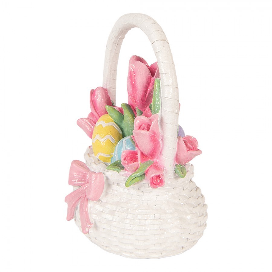 Dekorace košík s tulipány a vajíčky - 14*11*18 cm Clayre & Eef Dekorace košík s tulipány a vajíčky - 14*11*18 cm Clayre & Eef