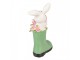 Dekorace bílý králík v zelené holínce - 13*8*20 cm Clayre & Eef