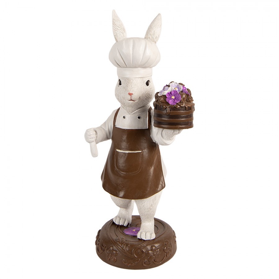 Dekorace králík s čoko dortem a maceškami - 15*11*32 cm