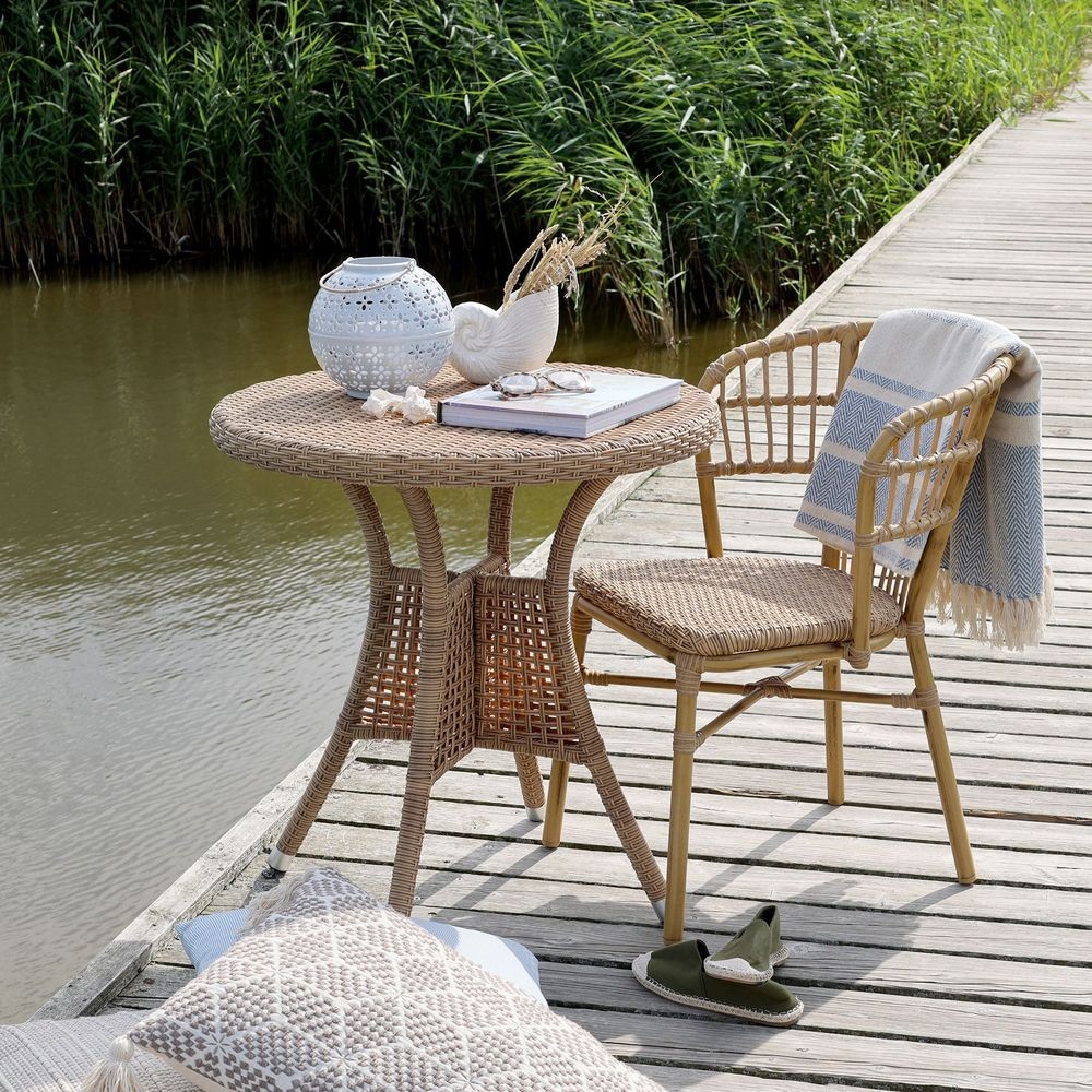 Venkovní bistro stůl La Rochelle s výpletem - Ø 70*74 cm Chic Antique Venkovní bistro stůl La Rochelle s výpletem - Ø 70*74 cm Chic Antique