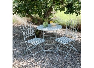 Modrý zahradní bistro set stůl a 2 židle La Mointré - Ø 70*75 / 2x 42*55*93cm