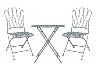 Modrý zahradní bistro set stůl a 2 židle La Mointré - Ø 70*75 / 2x 42*55*93cm