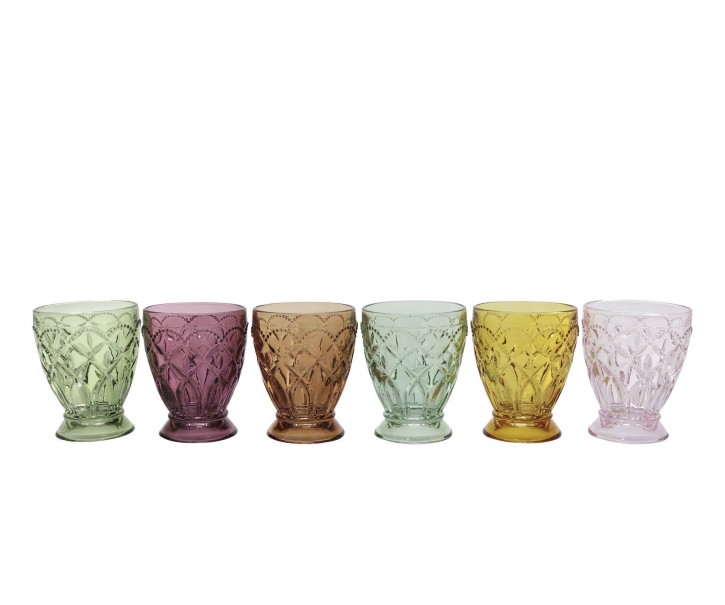Set 6ks barevných skleniček na vodu Saint-Émilion - Ø 8*10 cm / 200ml Chic Antique