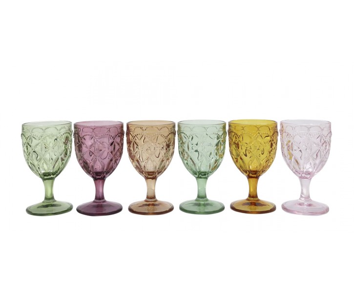 Set 6ks barevných skleniček na víno Saint-Émilion - Ø 8*15 cm / 250ml Chic Antique