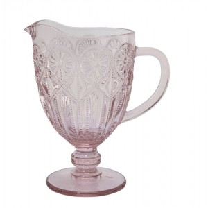 Růžový skleněný džbán se vzorem Saint-Émilion - 13*21,5 cm / 1000 ml