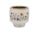 Béžový antik keramický obal květináč s květy Fleurville S - Ø 12*10 cm Chic Antique