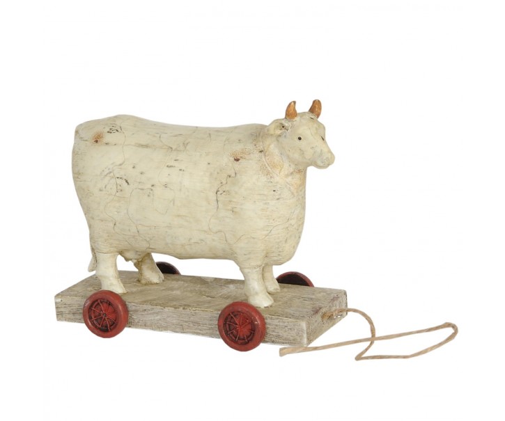 Dekorace kravička na kolečkách - 14*7*12 cm Clayre & Eef