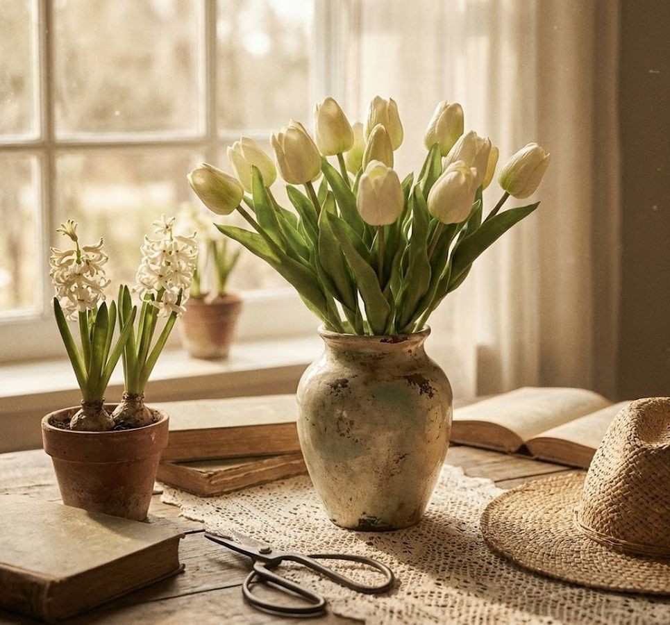 Kytice 7ks bílých realistických tulipánů Tulips - 17*30 cm daan kromhout Kytice 7ks bílých realistických tulipánů Tulips - 17*30 cm daan kromhout