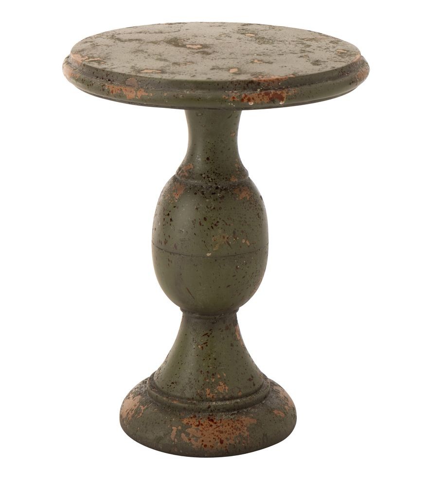 Zelený antik odkládací stůl Antiqou French - Ø 41*58 cm