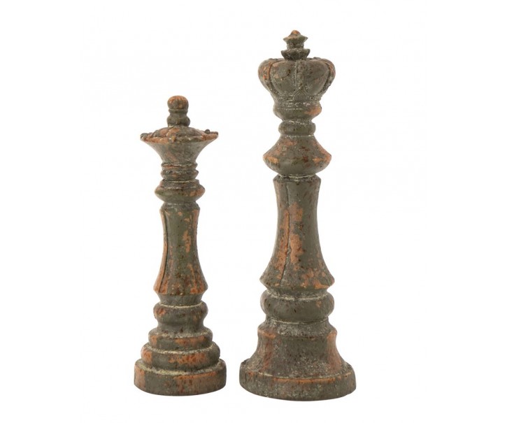 2ks zelená antik dekorace šachové figurky Antiqou - 15*15*51cm J-Line by Jolipa