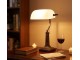 Bílá bankovní lampa tiffany Bank white - 26*16*40 cm E27/max 1*40W Clayre & Eef