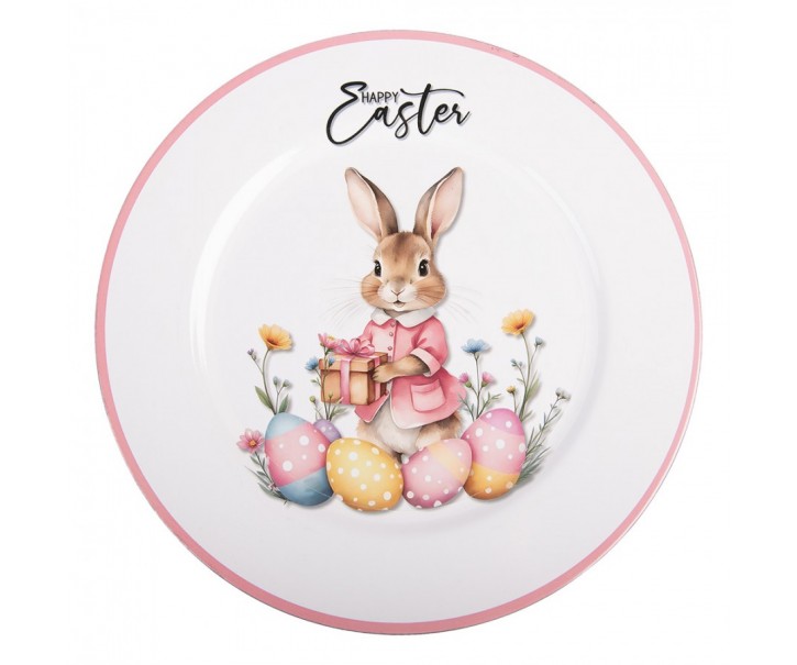 Dekorační plastový velikonoční talíř s králíčkem - Ø 33*1 cm Clayre & Eef