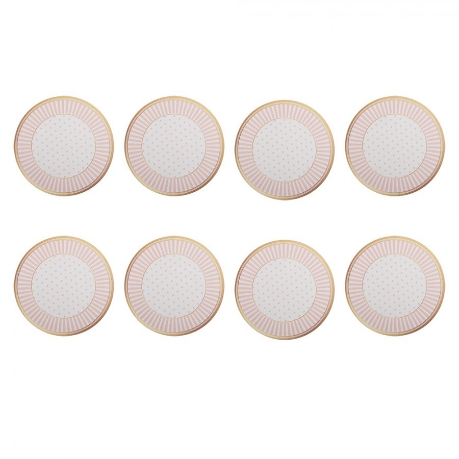 8ks podtácek pod skleničku s růžovým dekorem - Ø 10*4 cm Clayre & Eef 8ks podtácek pod skleničku s růžovým dekorem - Ø 10*4 cm Clayre & Eef