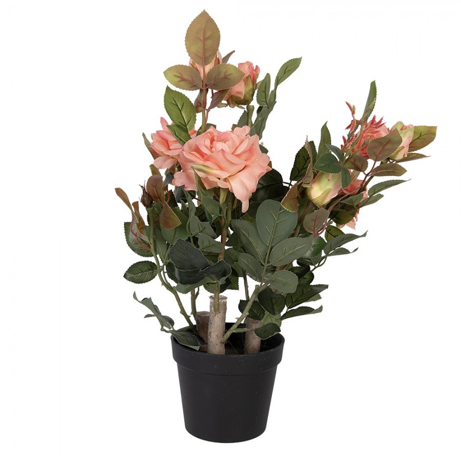 Dekorační květina růže v květináči s růžovými květy Rose pink - 20*20*55 cm Clayre & Eef Dekorační květina růže v květináči s růžovými květy Rose pink - 20*20*55 cm Clayre & Eef