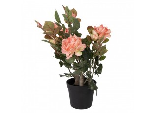 Dekorační květina růže v květináči s růžovými květy Rose pink - 20*20*55 cm