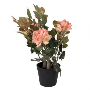 Dekorační květina růže v květináči s růžovými květy Rose pink - 20*20*55 cm