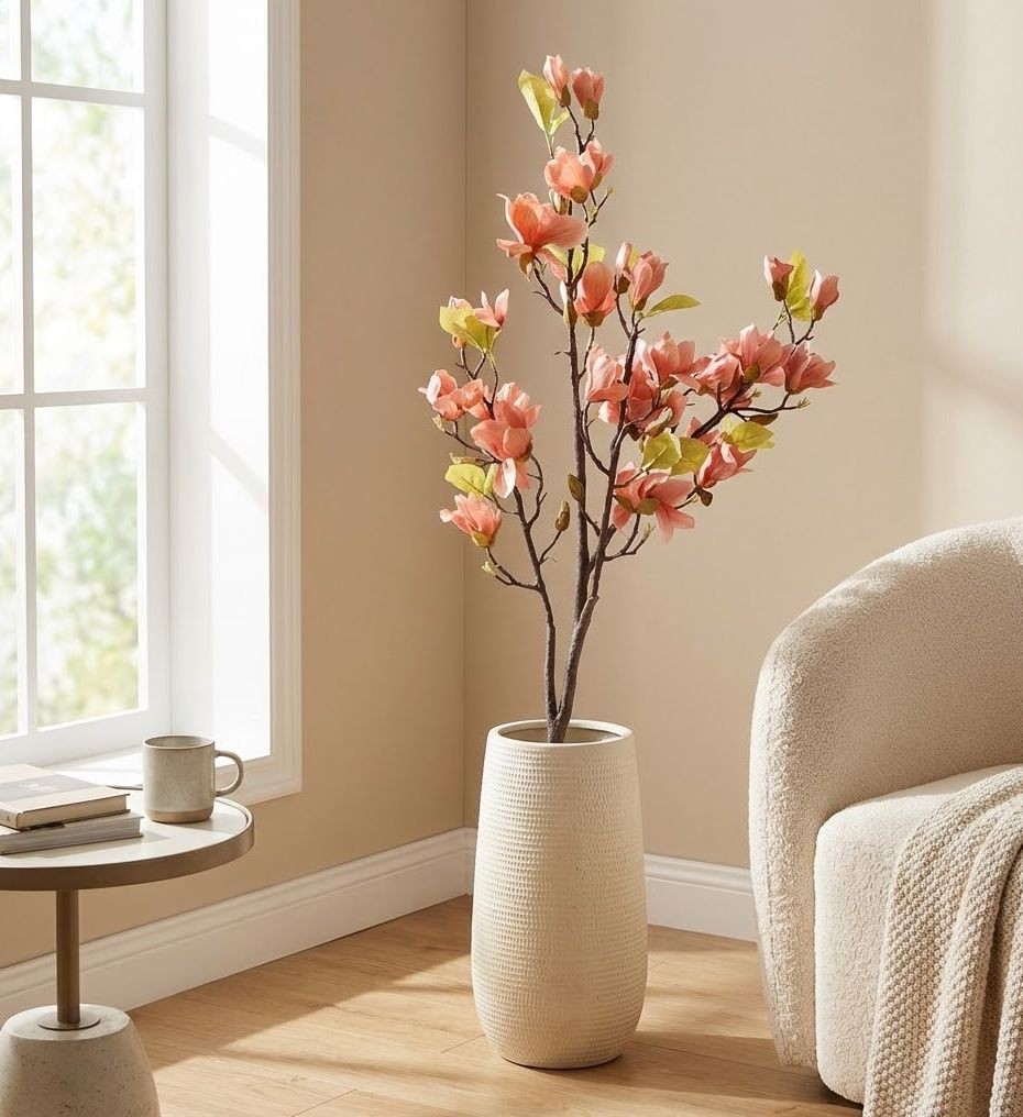 Dekorační stromek Magnolia s lososovými květy - 20*15*120 cm Clayre & Eef Dekorační stromek Magnolia s lososovými květy - 20*15*120 cm Clayre & Eef