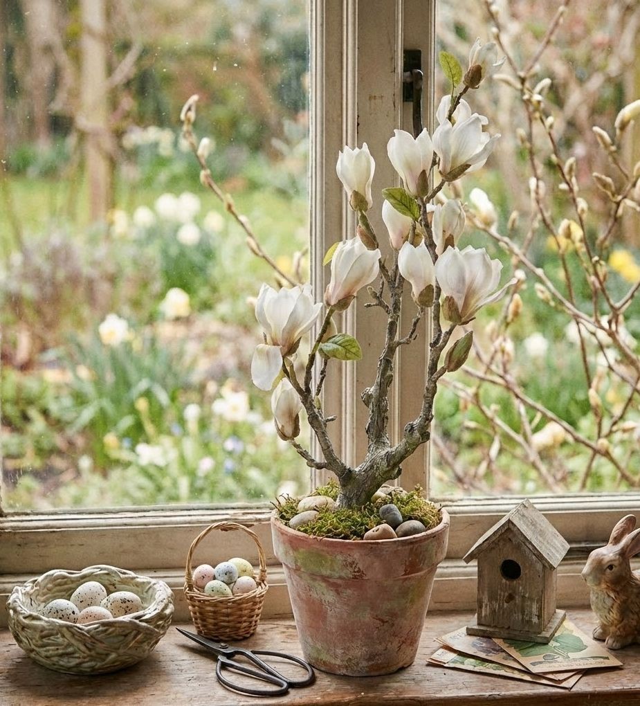 Dekorační stromek Magnolia s bílými květy - 16*14*60 cm Clayre & Eef Dekorační stromek Magnolia s bílými květy - 16*14*60 cm Clayre & Eef