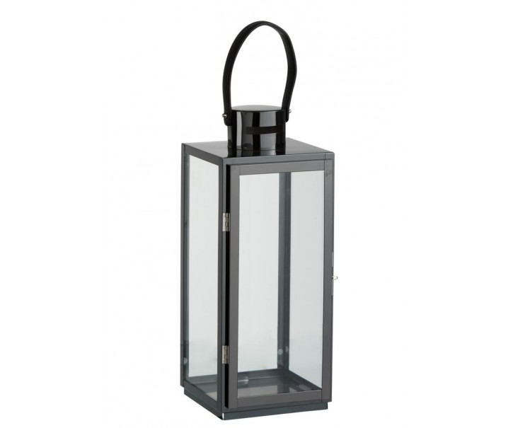 Černá granitová kovová lucerna Recin - 17*16*51 cm J-Line by Jolipa