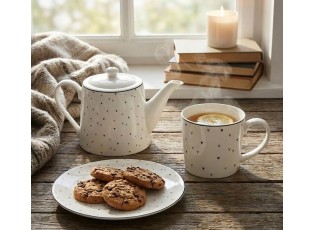 Bílý porcelánový dezertní talířek se srdíčky Lovely Day - Ø 20*2 cm