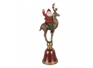 Vánoční dekorace figurka Santa na sobovi stojící na zvonku - 24*20*63 cm