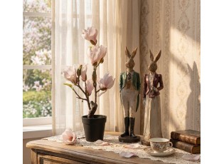 Dekorační stromek Magnolia s narůžovělými květy - 12*12*40 cm