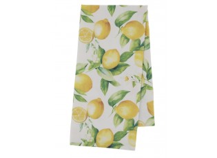 Bílá bavlněná utěrka s citróny Aix Limone Blossom - 50*70 cm