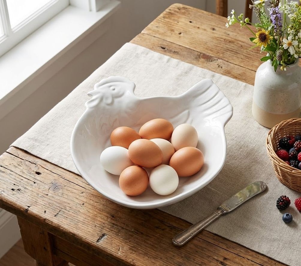 Bílá keramická mísa v designu slepice Campagne - 23*26*7 cm Clayre & Eef Bílá keramická mísa v designu slepice Campagne - 23*26*7 cm Clayre & Eef