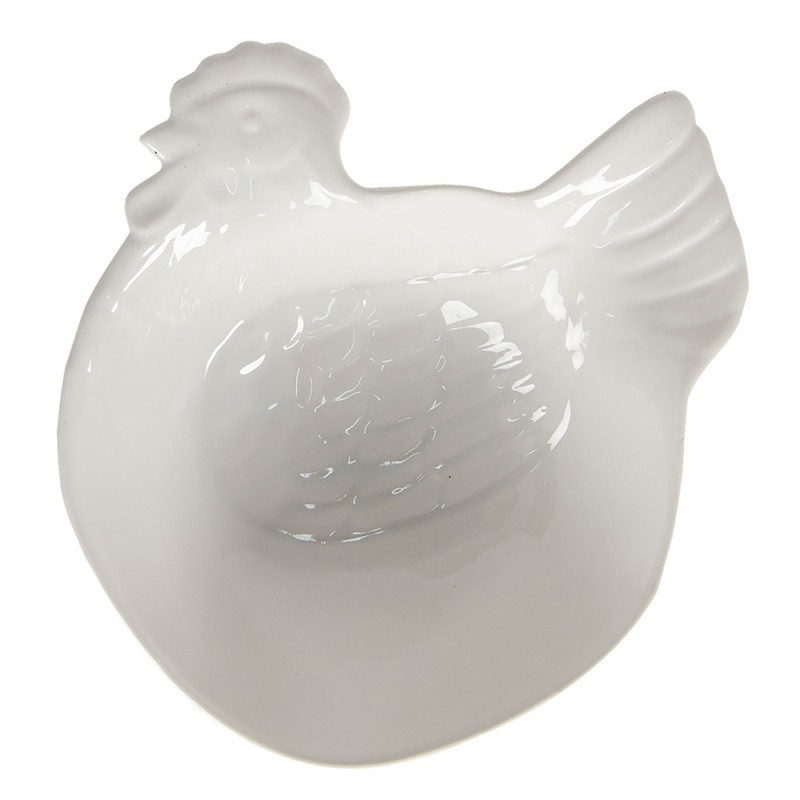 Bílá keramická miska v designu slepice Campagne - 23*26*7 cm