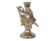 Stříbrný antik svícen s ptáčkem Birdinia silver - 14*10*20 cm Mars & More 