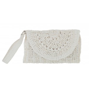 Bílá kabalka s popruhem do ruky - Ø 42*2*19 cm