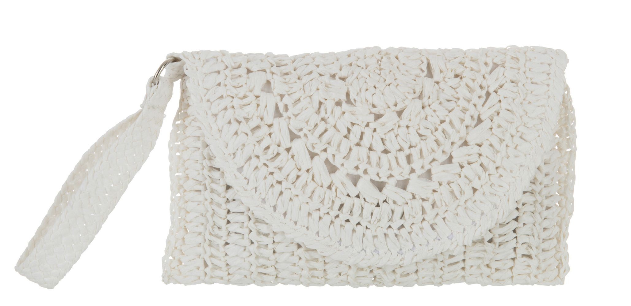 Bílá kabalka s popruhem do ruky - Ø 42*2*19 cm