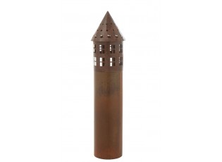 Rezavý hnědý rustikální svícen domek Star Rusty - Ø 23*100 cm