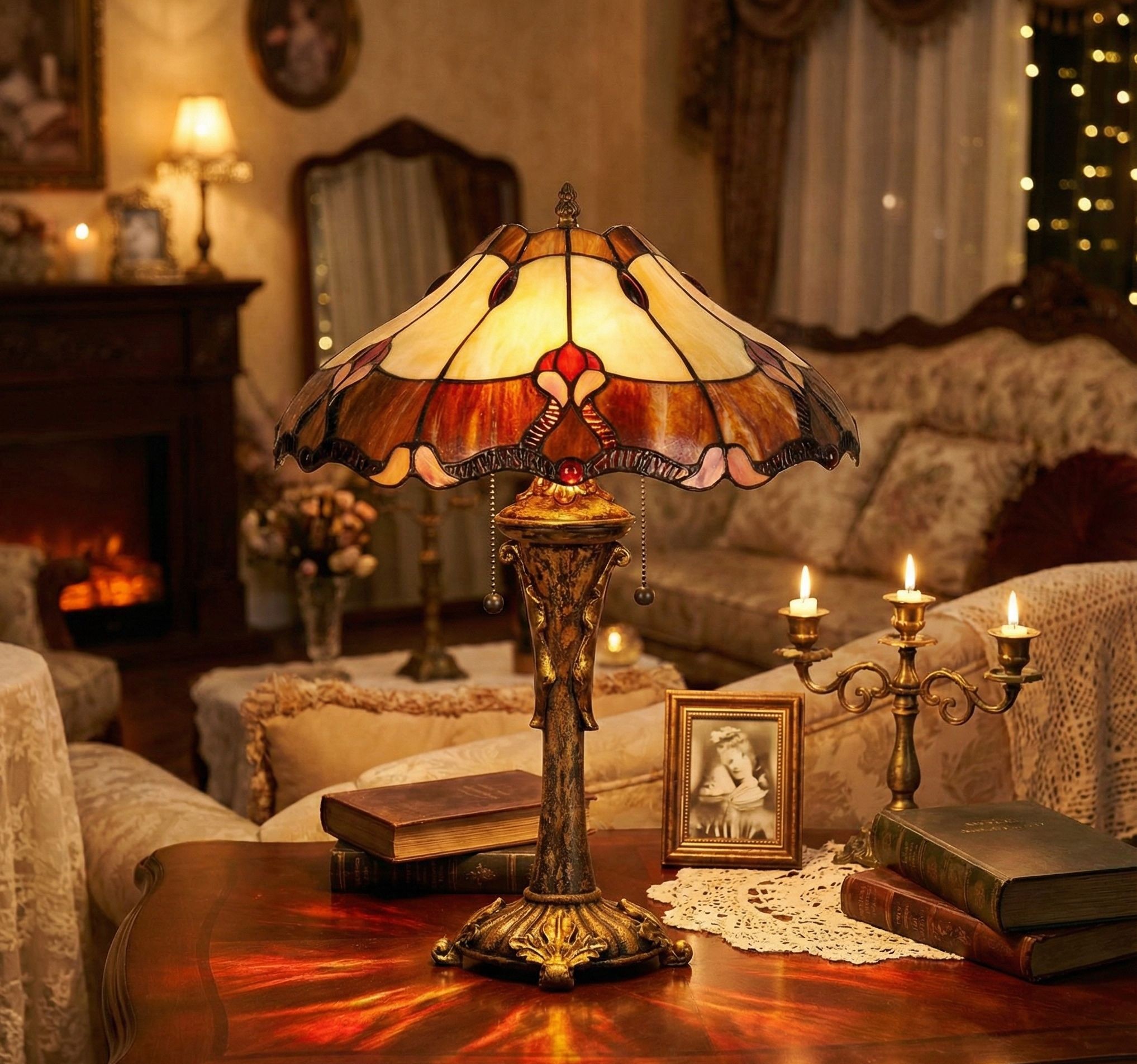 Stolní lampa Tiffany - Ø 40*53 cm Clayre & Eef Stolní lampa Tiffany - Ø 40*53 cm Clayre & Eef