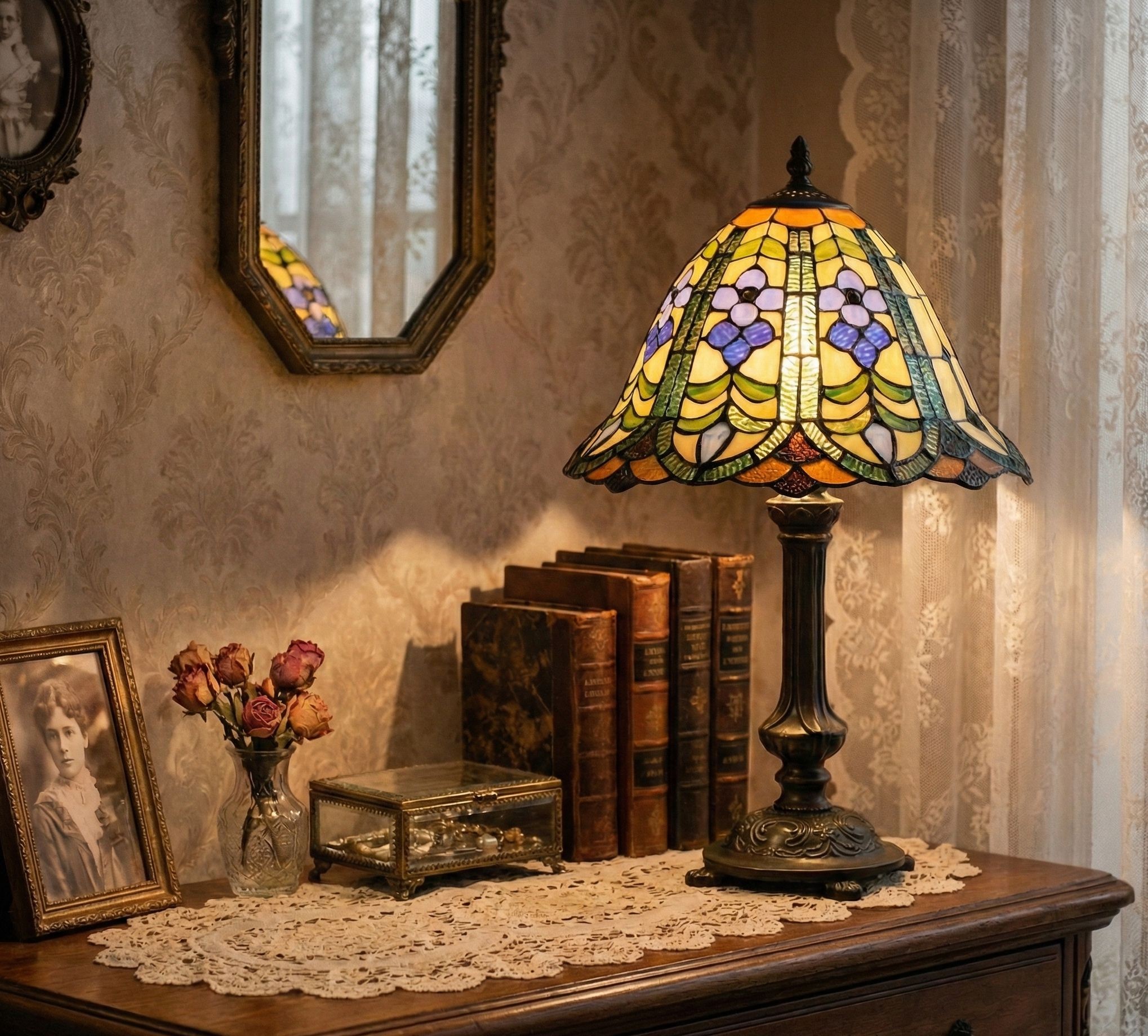 Stolní lampa Tiffany - Ø 30*48 cm 1x E14 Clayre & Eef Stolní lampa Tiffany - Ø 30*48 cm 1x E14 Clayre & Eef