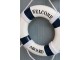 Bílo-modrá dekorace záchranný kruh Welcome Aboard - Ø 27*2,5 cm Chic Antique