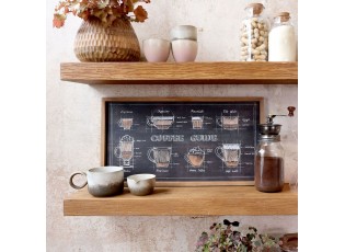 Černá nástěnná cedule s dřevěným rámem Coffee – 40*30 cm