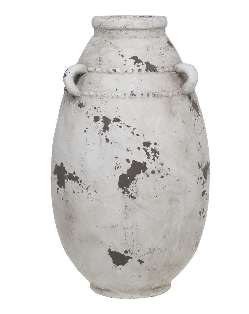 Šedá antik cementová váza s oušky Frejus - Ø 21*36 cm
