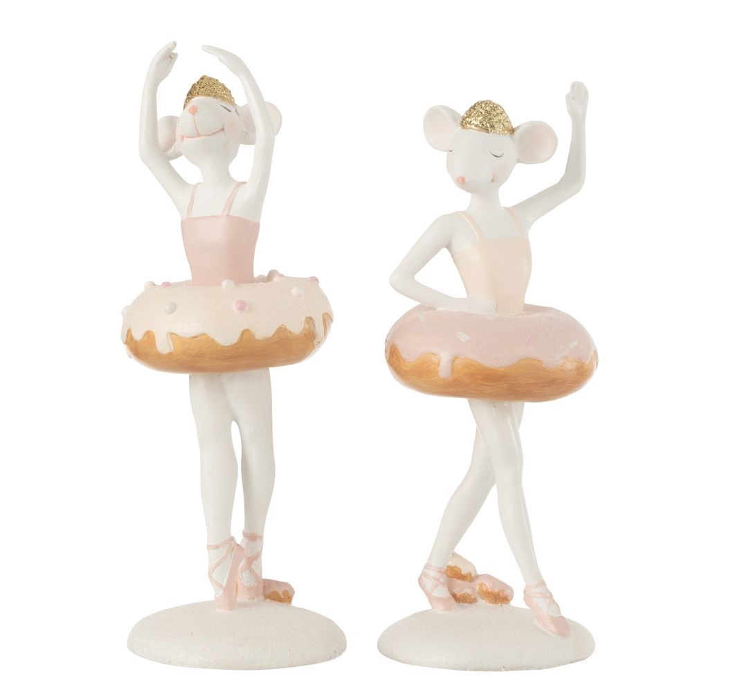 Set 2ks dekorace myška Ballerina s donutem - 8*8*20 cm