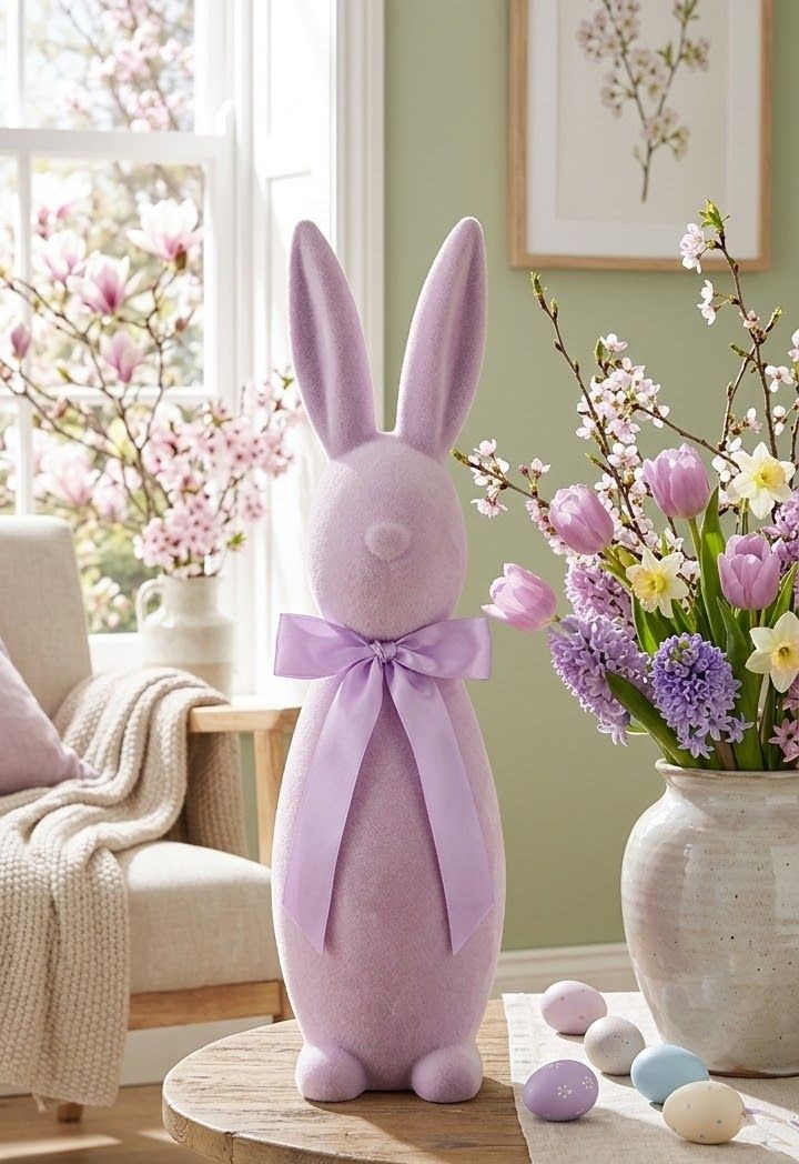 Fialkový veliký zajíc s mašlí Bunny Easter Flock XL - 20*20*70 cm daan kromhout Fialkový veliký zajíc s mašlí Bunny Easter Flock XL - 20*20*70 cm daan kromhout