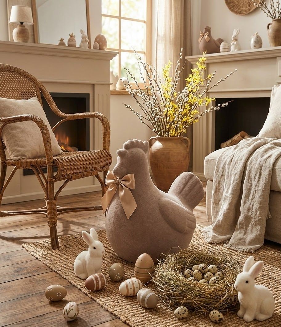 Šedá gigantická velikonoční slepice s mašlí Chicken Easter Flock XL - 38*29*42 cm daan kromhout Šedá gigantická velikonoční slepice s mašlí Chicken Easter Flock XL - 38*29*42 cm daan kromhout