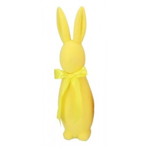 Žlutý veliký zajíc s mašlí Bunny Easter Flock XL - 20*20*70 cm