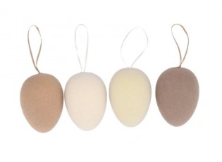 Set 4ks závěsné přírodní velikonoční vejce Egg Easter Flock - Ø 7*10 cm